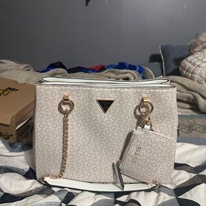 Guess Cream and Gold Shoulder Bag